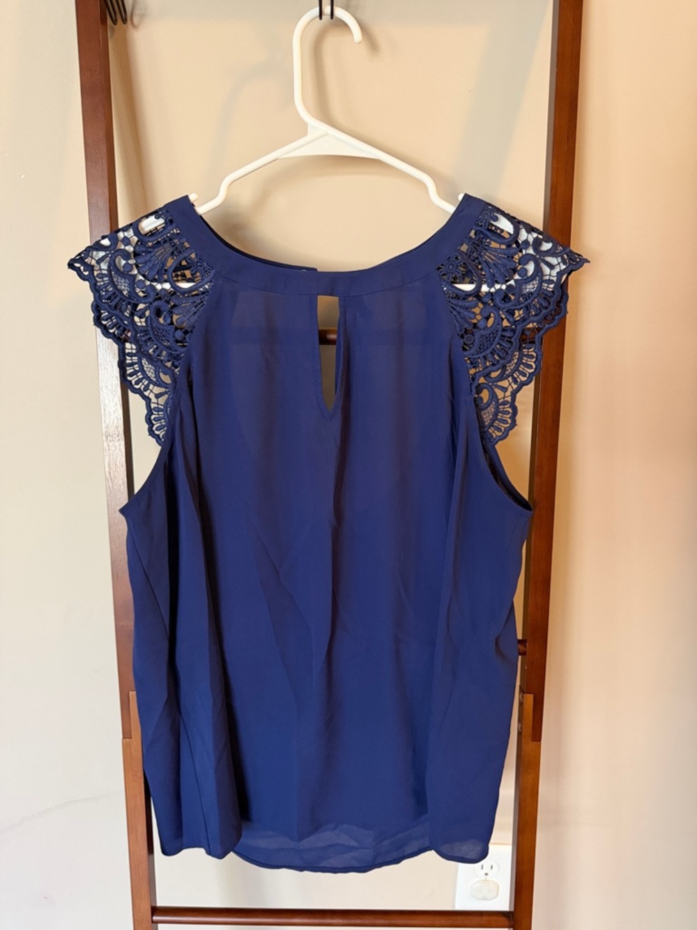 Express Navy Lace Sleeve Keyhole Camisole